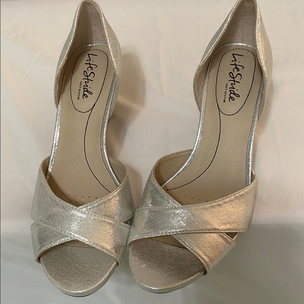 Life Stride Mykonos Silver Sparkle Heels